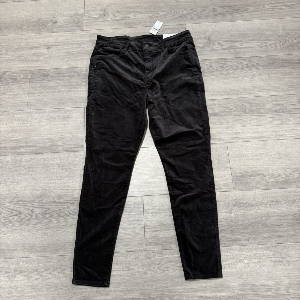 American Eagle Women Velvet Jeggings Hi-Rise Super Stretch Black 14 3963-016